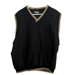 Roche V Neck Golf Vest Men's Black and Tan Size Large Made In USA